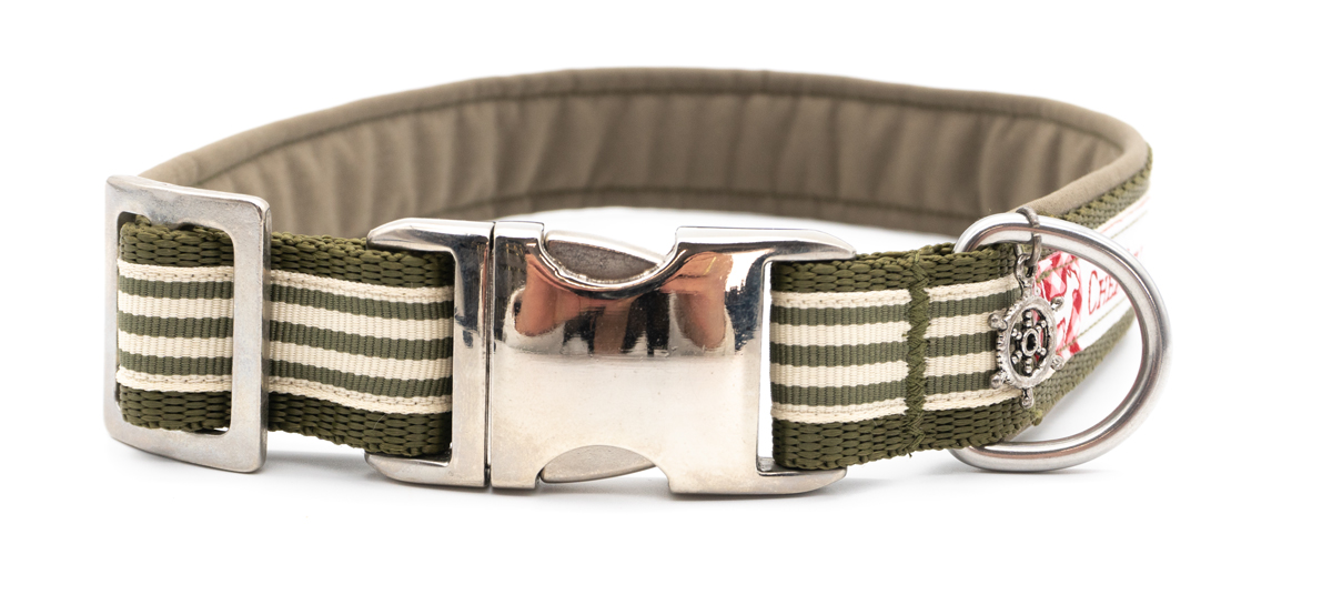CHEZ LILLI  Halsband Green Stripes  Größe M