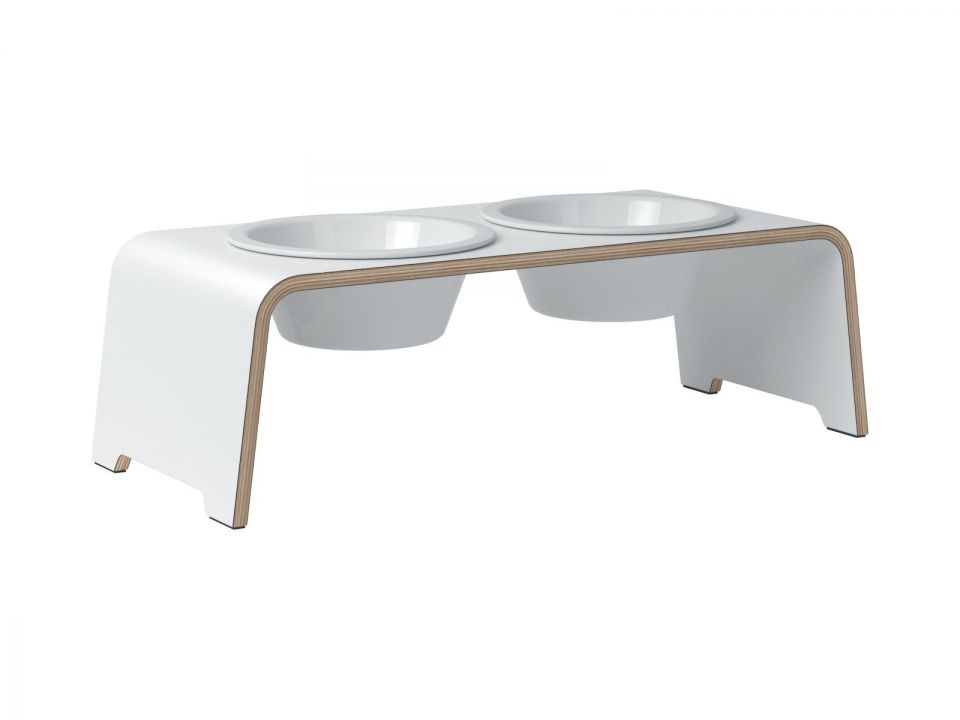 AT5xrUeg dogBar® Classic Weiß mit Porzellanschalen Größe M