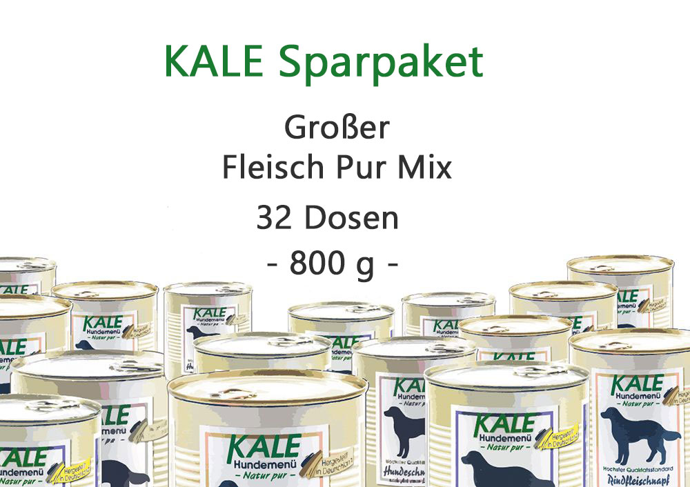 KALE-grosser-Fleisch-pur-Mix 32 X Dosen KALE großer Fleisch Pur Mix 800g