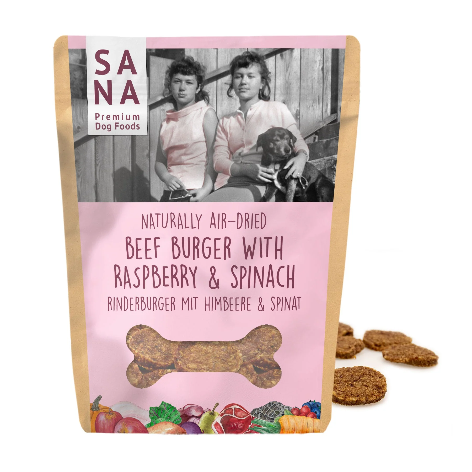 mockup-sanadog-burger-beef-superfood SANADOG Rinderburger mit Himbeeeren & Spinat 100 g