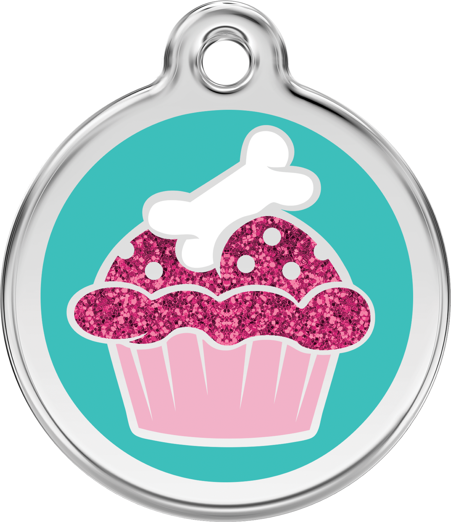 Red Dingo Hundemarke Glitzer Cupcake Aqua