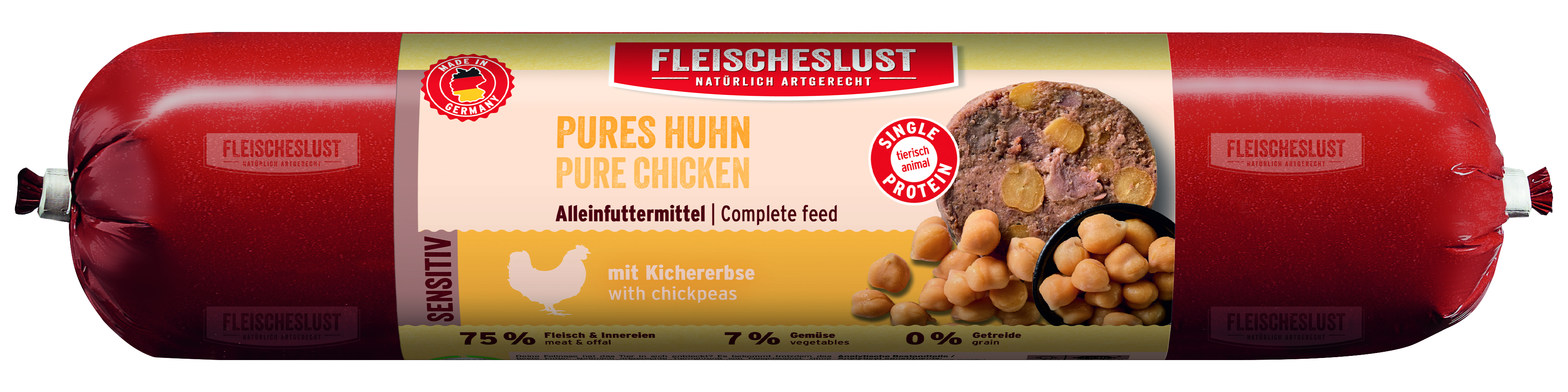 FLEISCHESLUST Pures Huhn mit Kichererbse 400 g Neue Rezeptur