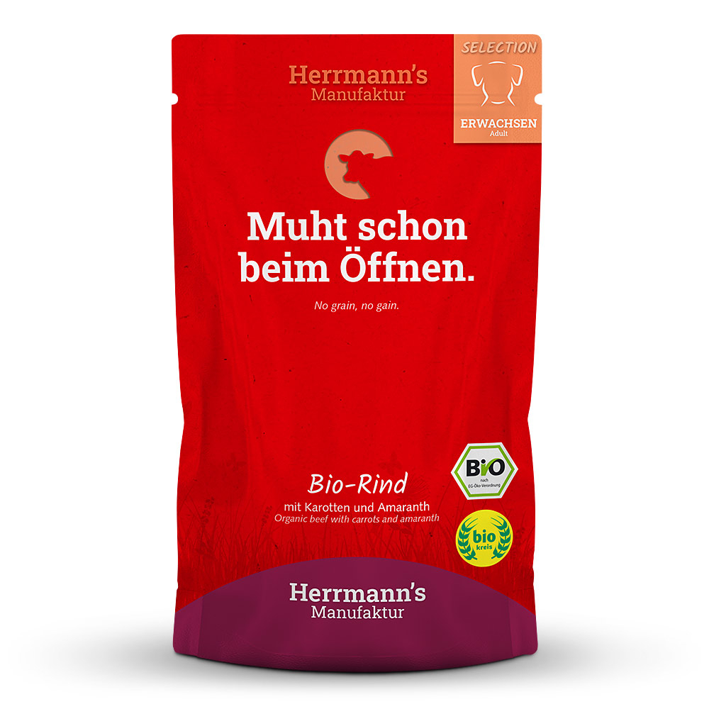 HM006869-Herrmann-s-Manufaktur-Selection-Adult-Bio-Rind-mit-Karotten-und-Amaranth-15x150g Herrmann's Selection Menü Bio Rind mit Karotten und Amaranth 150 g