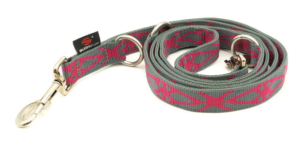 SUCHtrupp® Langleine LOCOpink 2 m / 2,5 cm breit , 3-fach verstellbar  
