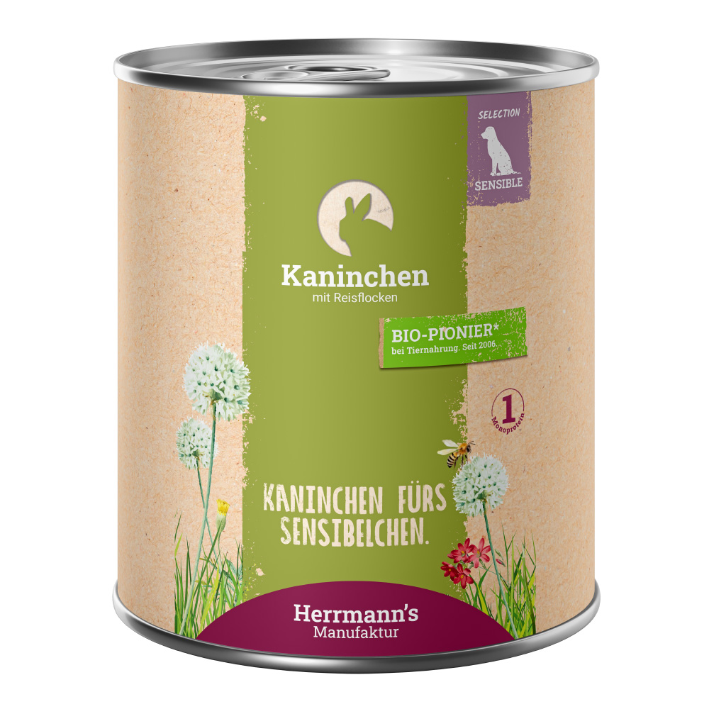 Herrmann's Sensibel Menü Kaninchen mit Reisflocken 800 g Herrmann's Sensibel Menü Kaninchen mit Reisflocken 800 g