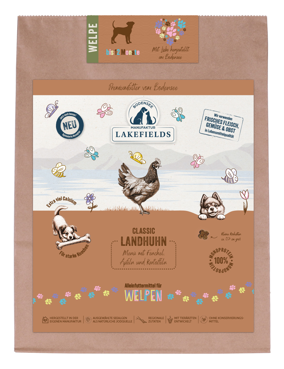 Lakefields Trockenfleisch Menü Huhn für Welpen 1 kg