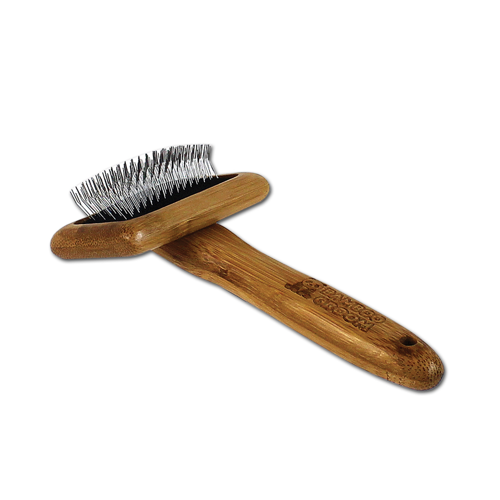 Bamboo Groom Zupfbürste mit Edelstahlstiften für Hunde