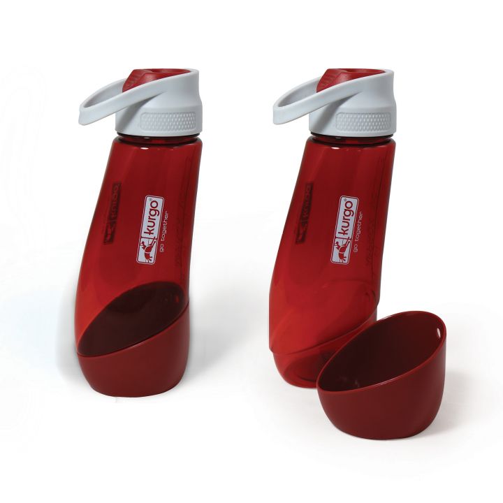 Kurgo-Hunde-Wasserflasche-rot Kurgo Gourd H2O Bottle & Bowl Wasserflasche für Hunde und Mensch 750 ml