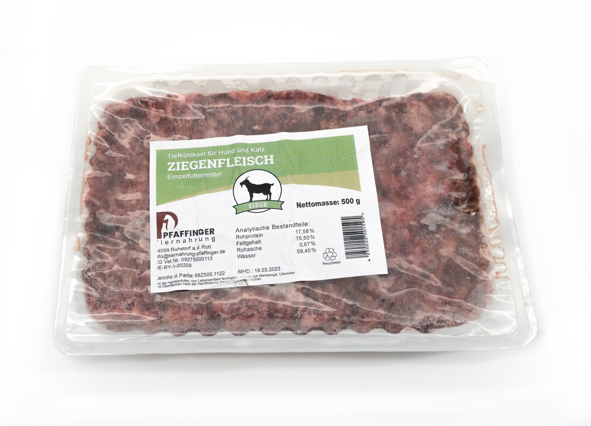 Pfaffinger Ziegenfleisch 500 g roh, (gewolft) MHD 11.08.24